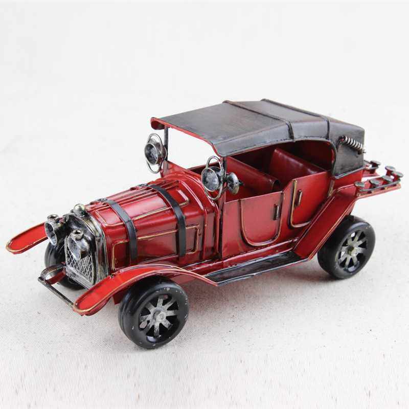 创意zakka杂货 铁皮福特老爷车模型摆件 金属工艺品家居装饰