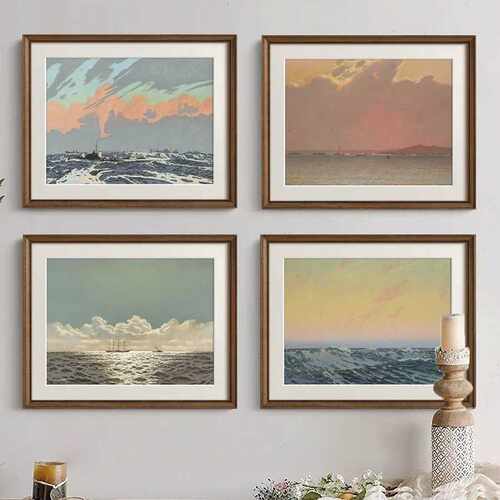 《海景》法式复古艺术客厅装饰画南洋中古风美式餐厅走廊挂画风景