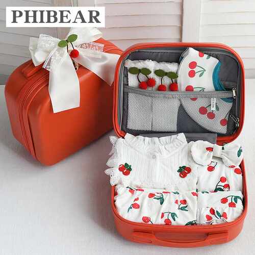 婴儿礼盒小樱桃衣服春夏套装女孩新生满月宝宝百天周岁生日送礼物