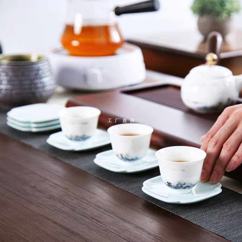 青瓷茶杯托影青杯垫隔热陶瓷杯垫功夫茶具茶道零配茶垫家用