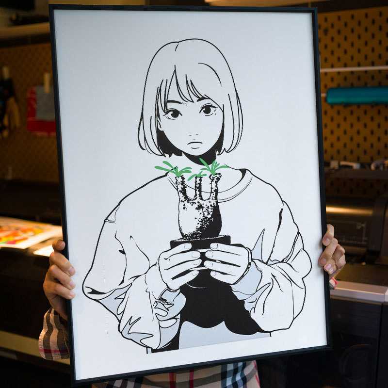 Backside works卡通版画女孩卧室书房书桌挂画动漫装饰画工作室