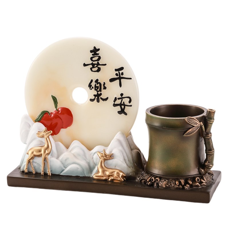创意客厅流沙画小鹿摆件书房装饰品办公室笔筒摆设送老师学生礼物图片
