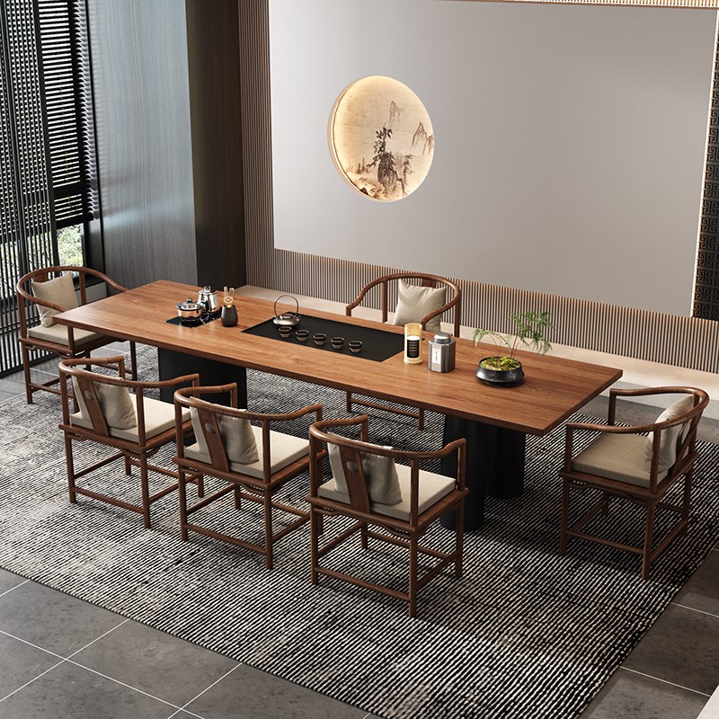 新中式实木大板茶桌椅组合现代简约家用客厅办公室泡茶台茶几茶桌