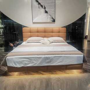 佛山源头工厂泡芙床主卧高端大气新款1.85意式极简轻奢真皮大床