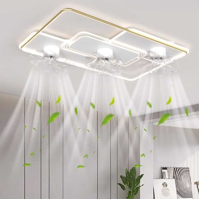 现代简约客厅风扇灯全光谱卧室摇头风扇灯智能语音儿童房吸顶灯具