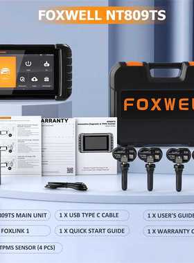 FOXWELL NT809TS OBD2汽车全系统诊断 双向测试 TPMS Relearn编程
