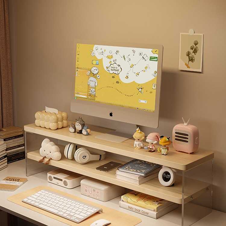 台式电脑增高架显示器亚克力桌面置物架笔记本支架办公桌收纳神器