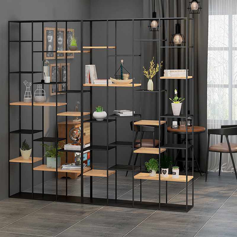 北欧铁艺隔断陈列置物架子loft简约办公室客厅花店屏风玄关架柜子