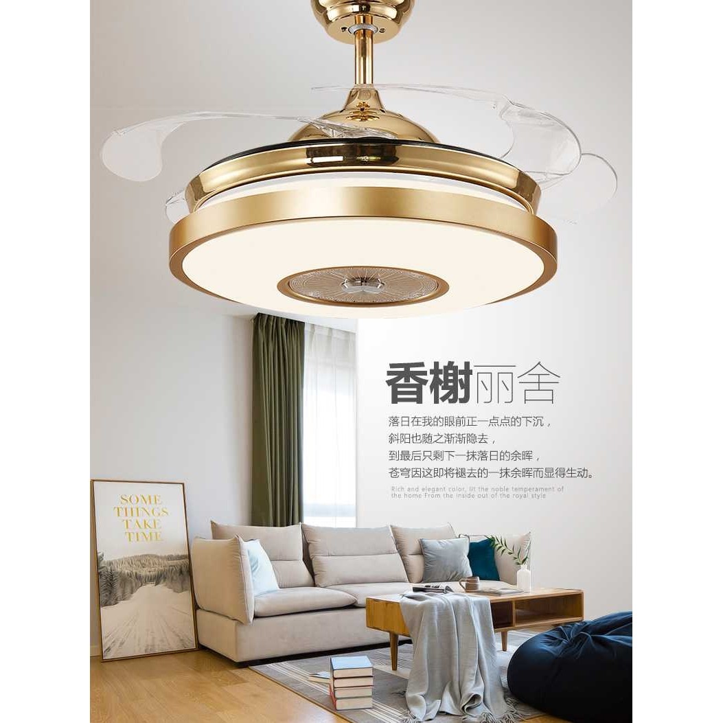 风扇灯吊扇灯 客厅餐厅隐形电扇灯简约带灯吊扇欧式家用风扇吊灯