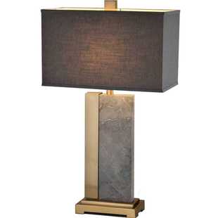 现代新中式 床头卧室禅意台灯 灰色大理石客厅台灯设计师样板间美式