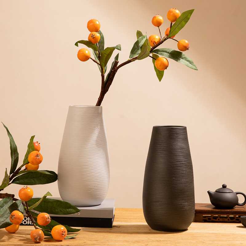 粗陶复古拉丝陶罐陶瓷花瓶摆件客厅插干花家居民宿样板间装饰摆件