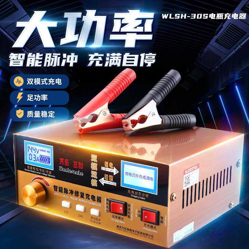 厂家12v24V蓄电池充电器智能汽车电瓶充电器纯铜芯12伏电瓶充电器