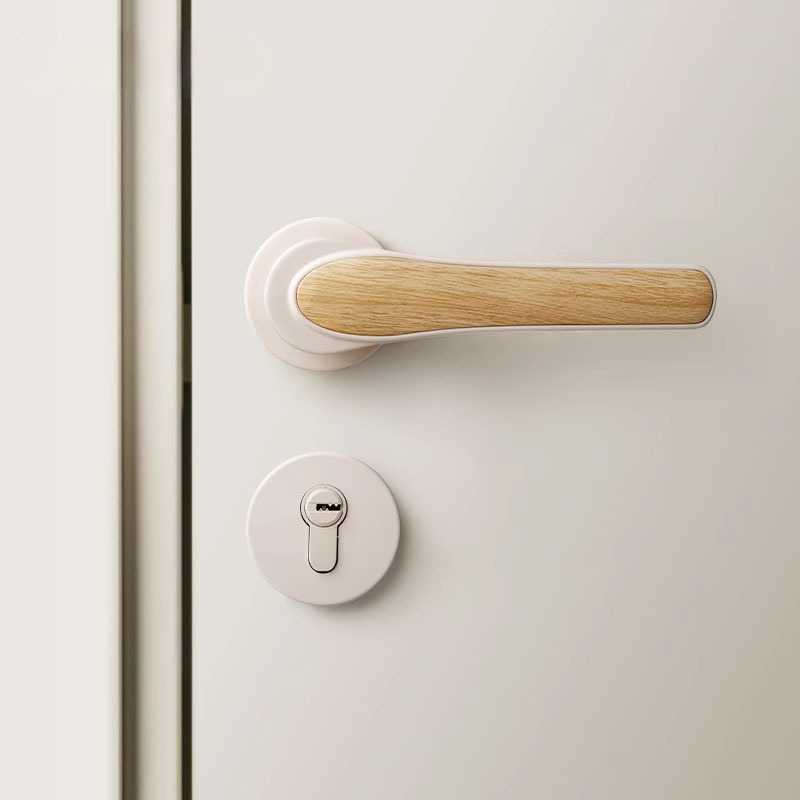 嘉森堡卧室门锁奶油风家用房门锁室内中古风奶白门把手房间木门锁