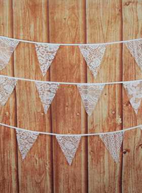 10米混色花卉白色蕾丝三角串旗帐篷旗拍照背景婚庆活动会场布置