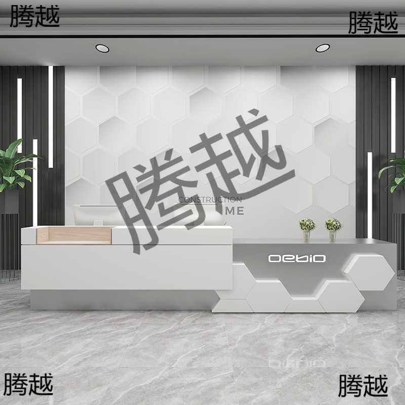 办公室公司前台背景墙壁纸3d时尚几何美发店形象墙吧台