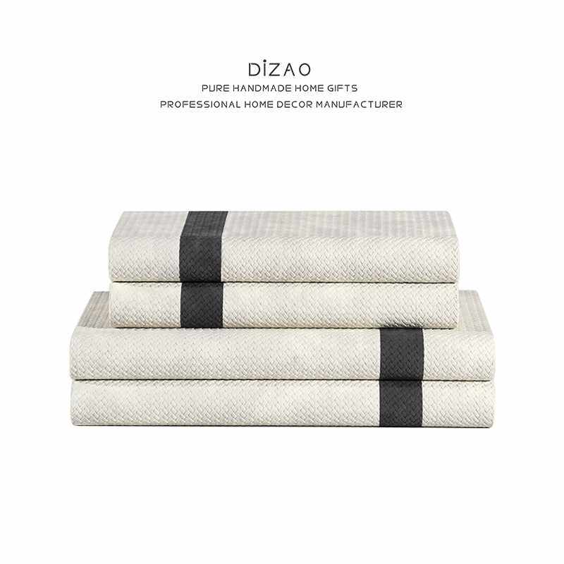 轻奢简约编织皮革首饰盒样板间卧室玄关收纳盒软装饰品盒装饰摆件