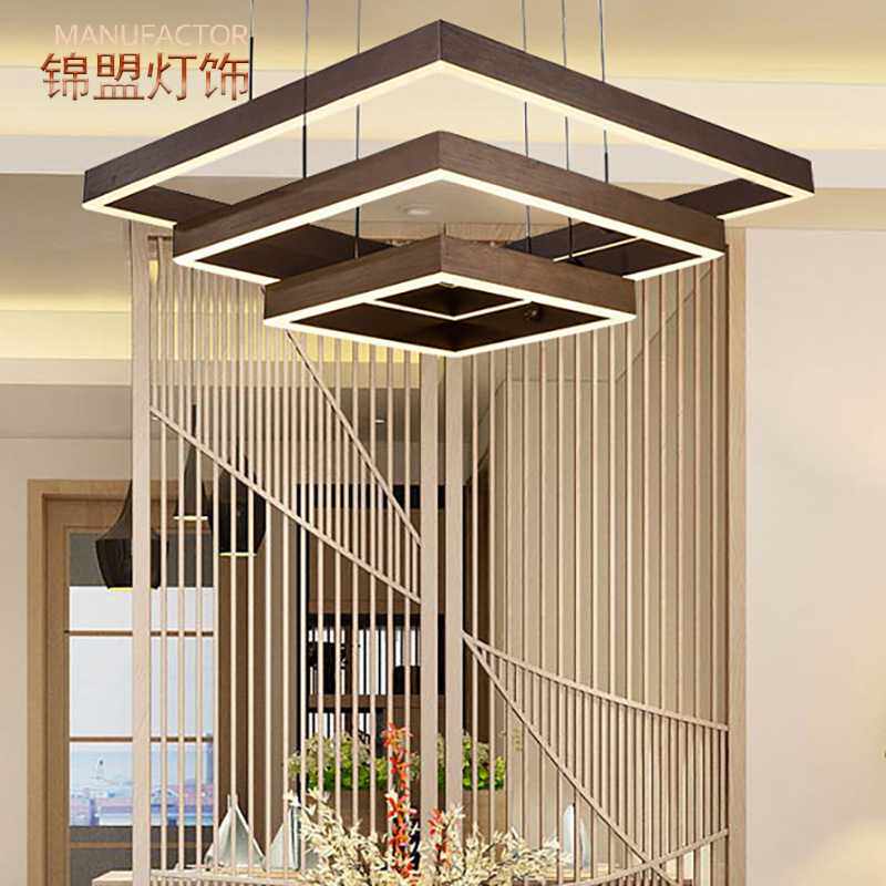 北欧后现代简约led方形铝材亚力克吊灯客厅卧室餐厅展厅吊线灯饰