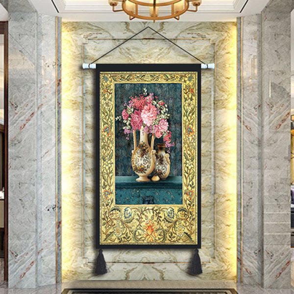 欧式挂画布艺富贵吉祥挂布挂毯超大客厅背景装饰画走廊遮挡布画图片