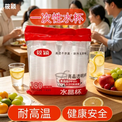 一次性塑料杯子批发透明加厚航空杯水杯中小号茶杯口杯家用商用