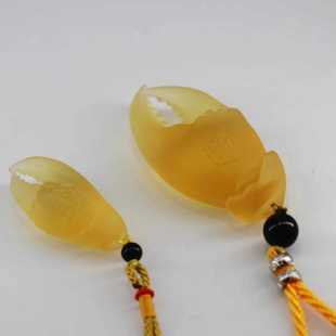 古法琉璃螃蟹钳手上有钳手中有钱手把件纯铜车内家居饰品手上有钱