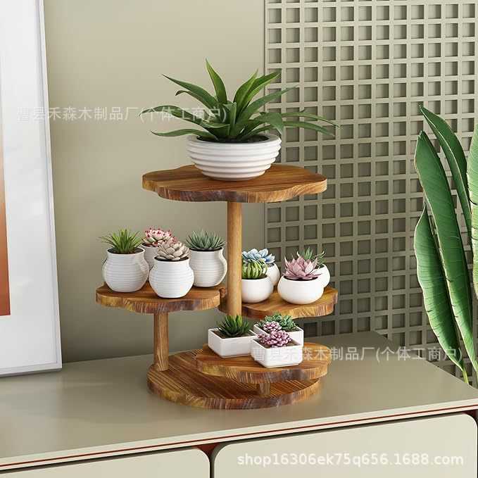 跨境简约风纸杯蛋糕木盘甜点桌木质纸杯蛋糕塔花朵形状蛋糕收纳架