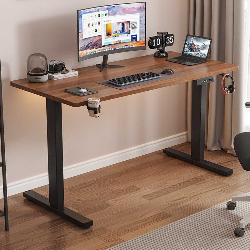 电动升降书桌台式电脑桌学习写字桌实木书房办公桌桌子实木升降桌