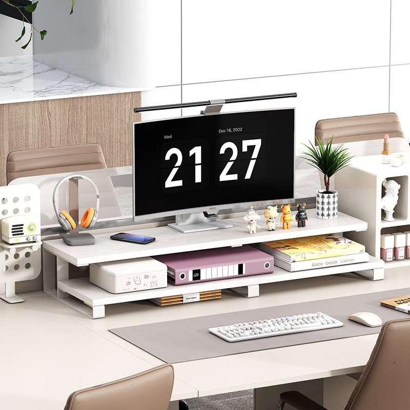 电脑显示器增高架桌面置物架办公桌上收纳架加长工位屏幕底座支架