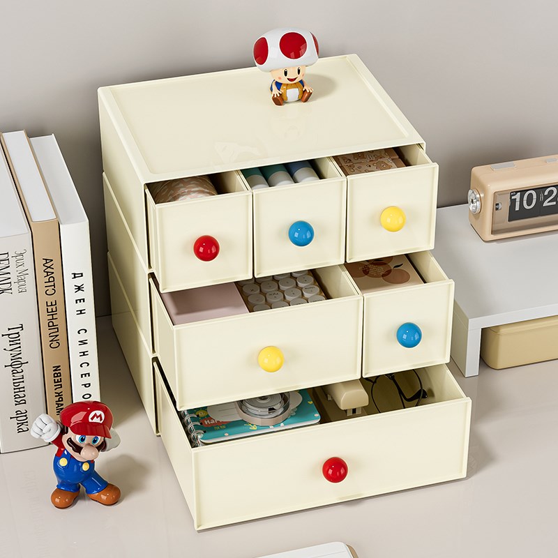 桌面收纳盒抽屉式多巴胺办公书桌文具整理宿舍玄关储物杂物置物架