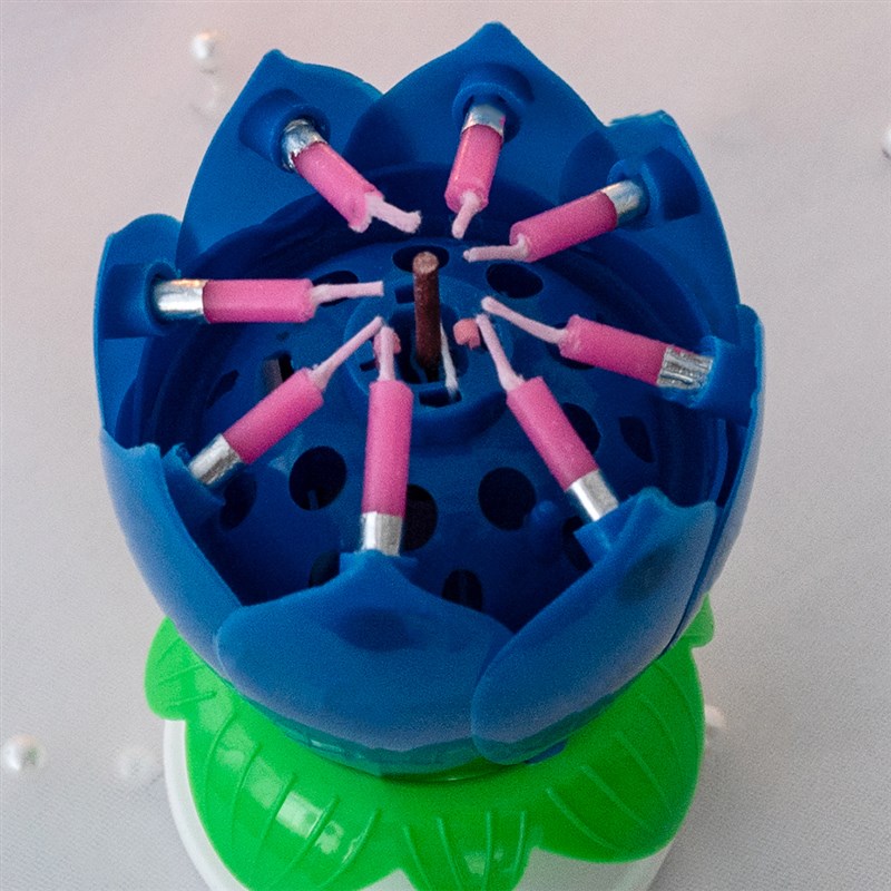 网红莲花生日蛋糕蜡烛儿童会开花旋转唱歌创意浪漫荷花带音乐