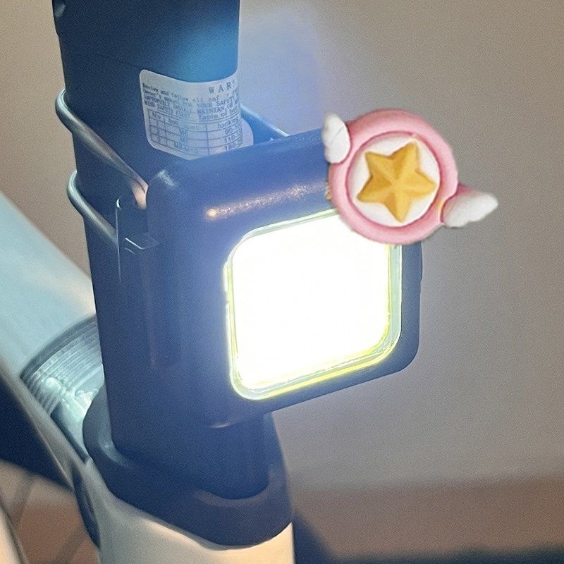 自行公路车灯尾灯可爱卡通山地车前灯夜骑警示灯爆闪充电单车配件