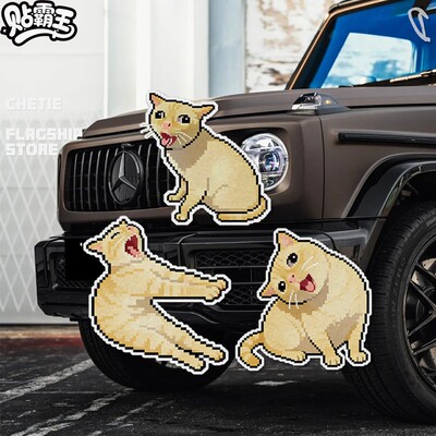 搞怪呆猫像素meme汽车反光贴