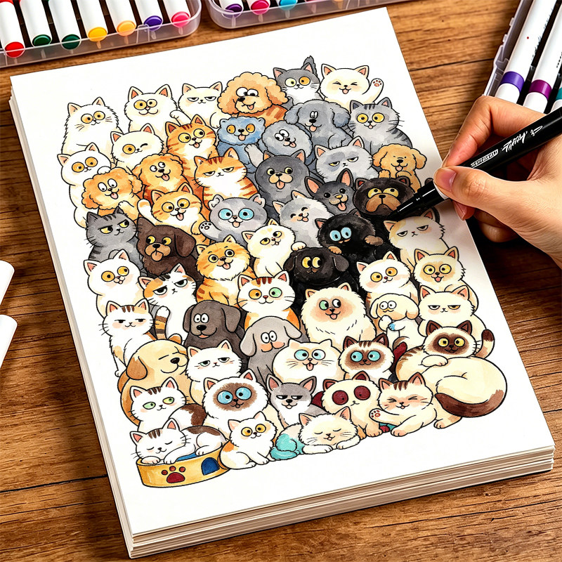 摸鱼简笔画儿童控笔临摹描线本