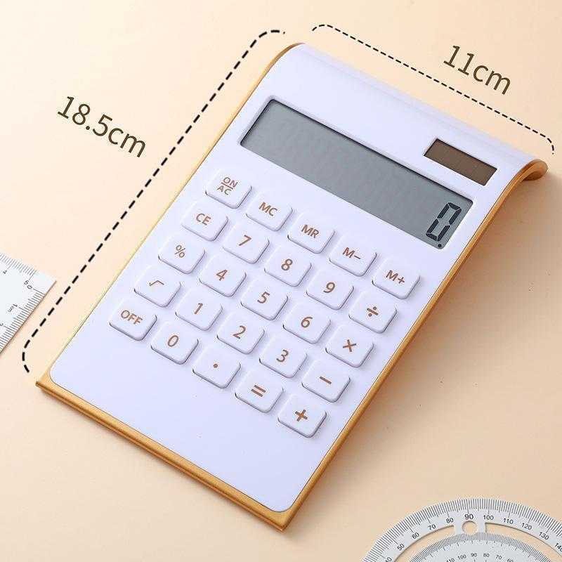 2025新配色计算器超薄金边框太阳能计算机双电源桌面学生学校财务