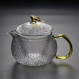 锤纹小茶壶玻璃家用不怕热西施壶P过滤泡茶壶明火加 玻璃茶壶套装