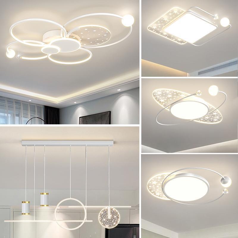 客厅灯2023年新款简约现代大气北欧白色星空吸顶灯具组合全屋套餐