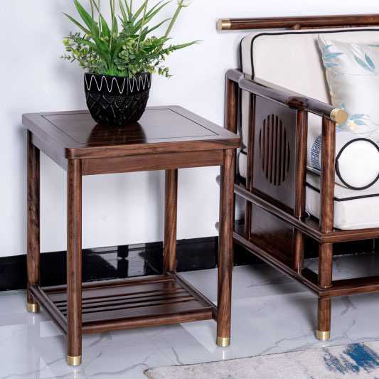 乌金木角几新中式全实木小方几边几沙发几客厅方桌轻奢黑檀色