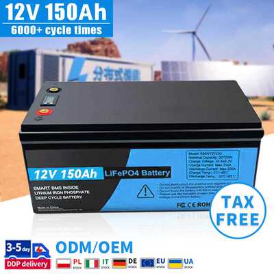 12V 150Ah 100Ah 200Ah Solar LiFePO4 Battery Pack With BMS
