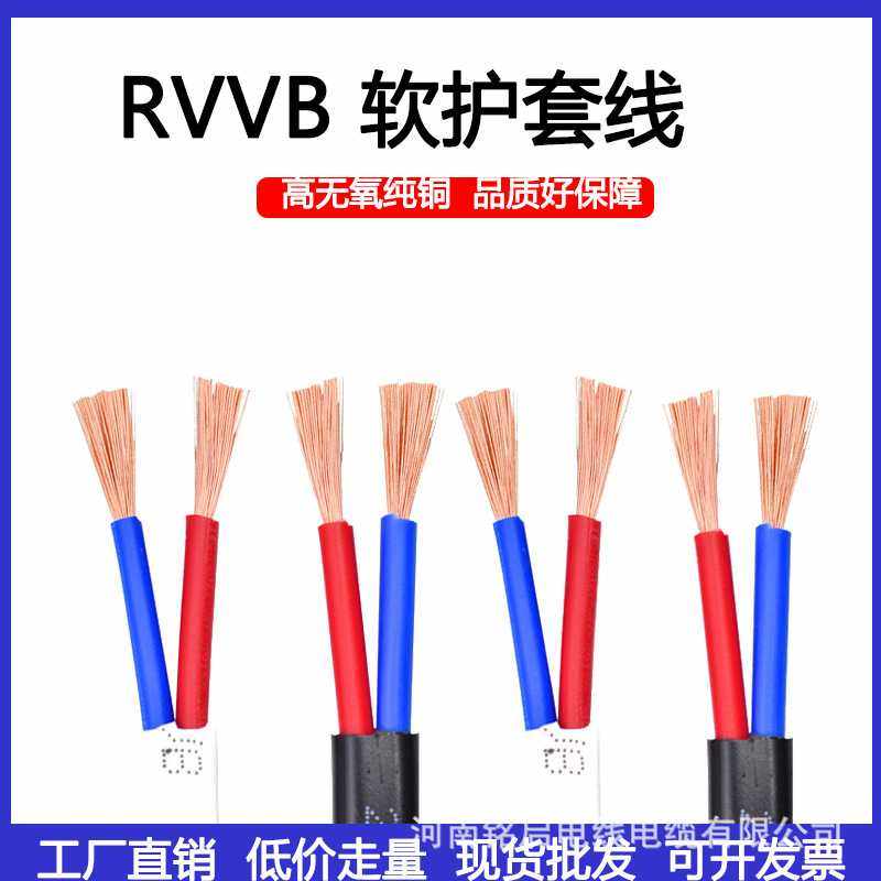 室内外电线RVVB纯铜护套线2芯1.5/2.5/4平方家用照明软护套电源线