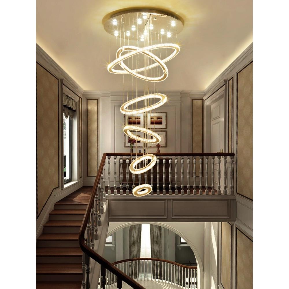 别墅复式楼吊灯现代简约创意客厅大中空北欧loft公寓楼梯间长吊灯