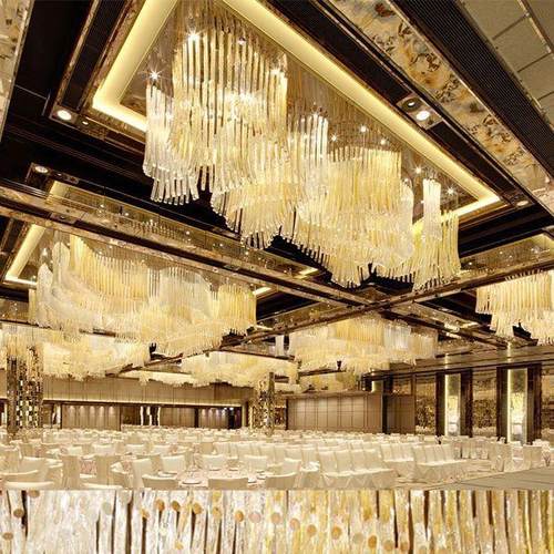 酒店大堂吊灯售楼部沙盘灯宴会厅装饰灯多层水晶玻璃弯管挂件婚礼