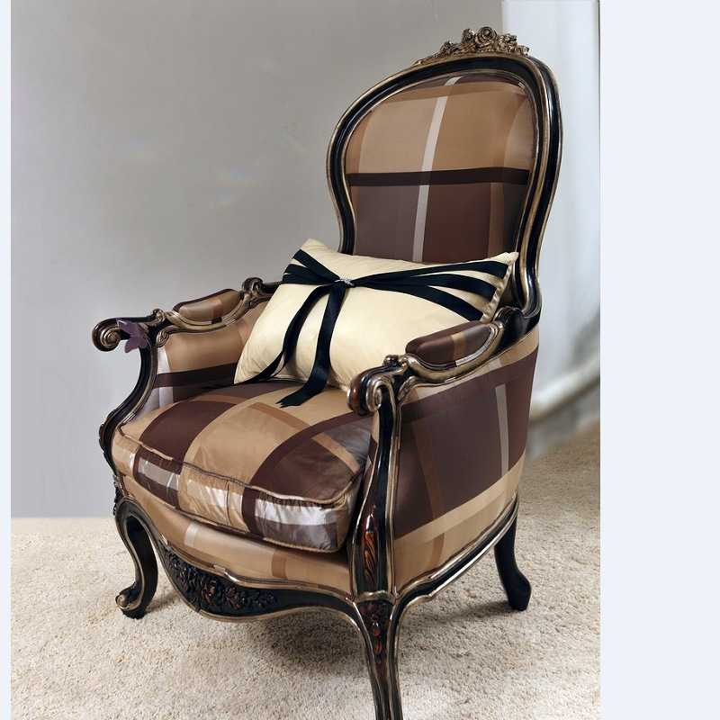 意大利saviofirmino实木经典布艺扶手椅实木沙发椅