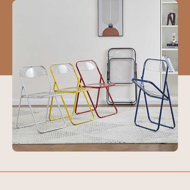 新款亚克力折叠椅子水晶椅化妆椅子办公透明折叠椅塑料会展椅子