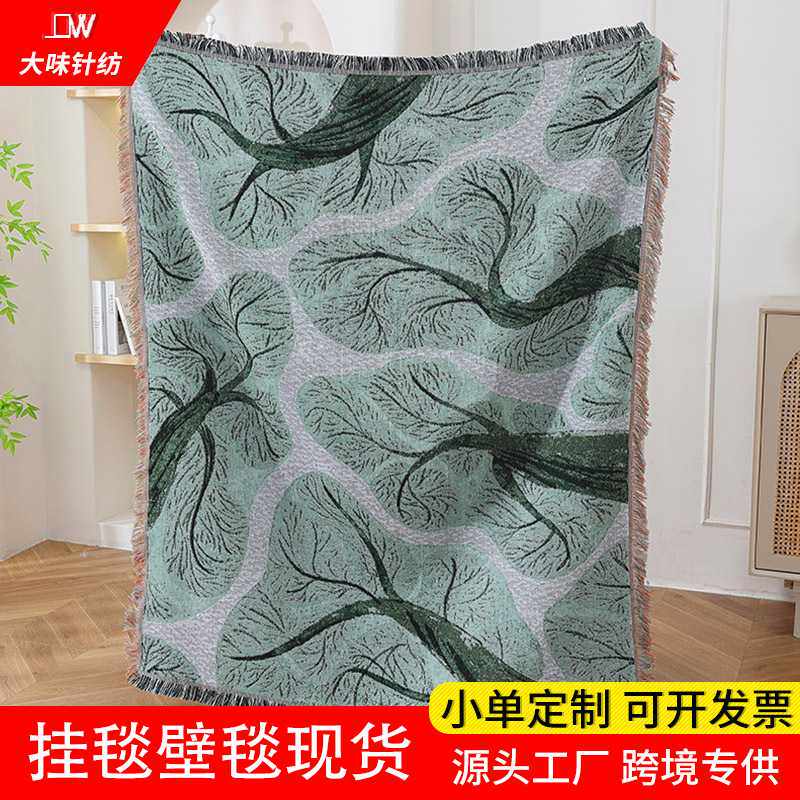 定制森林奇境露营毯野餐毯多功能棉线毯挂毯沙发盖毯户外野营地毯