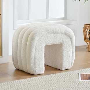 创意北欧换鞋凳床尾拱桥长凳卧室化妆凳子客厅沙发搁脚软板凳方形