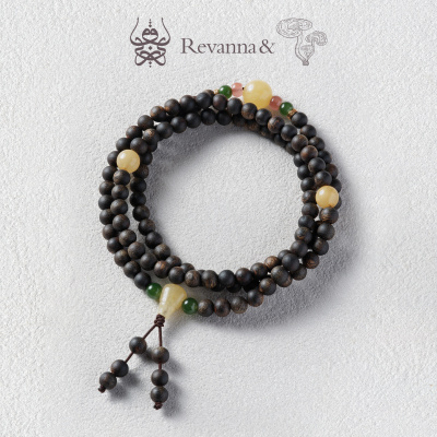 Revanna芮珐纳「金玉香」沉水级蜜蜡碧玉108颗