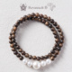 Revanna芮珐纳「木澜和序」沉香圆珠5mm 爱迪生珍珠11mm双圈手串