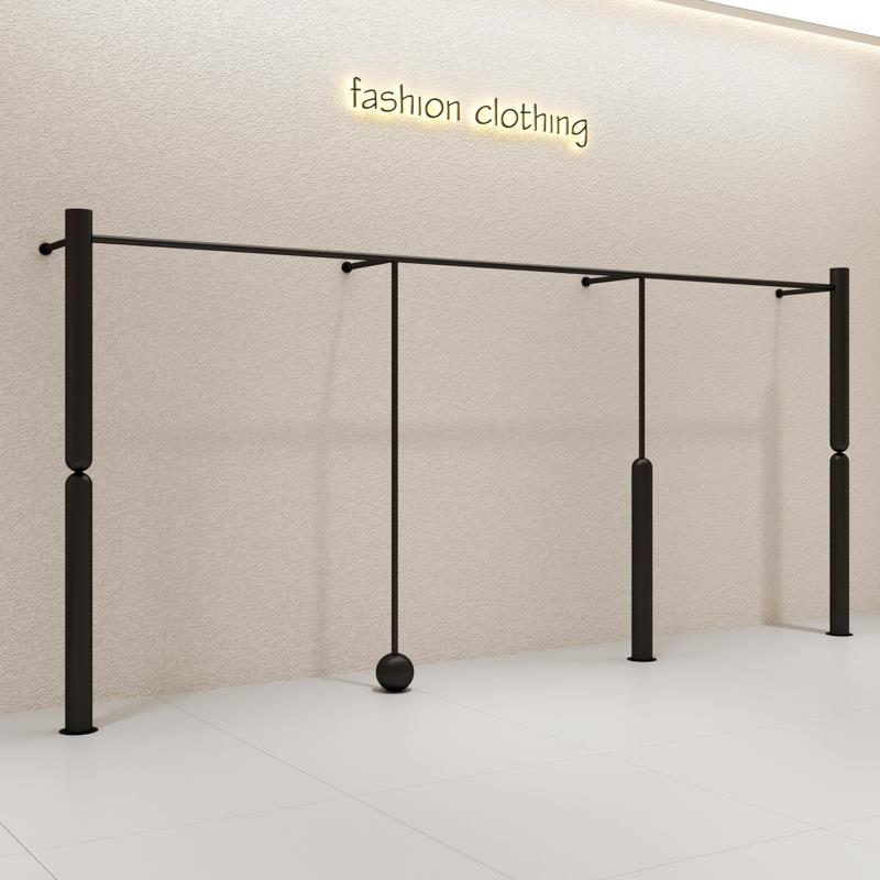 需定制服装店展示架黑色陈列架铁艺烤漆挂衣架上墙壁挂男女装店专