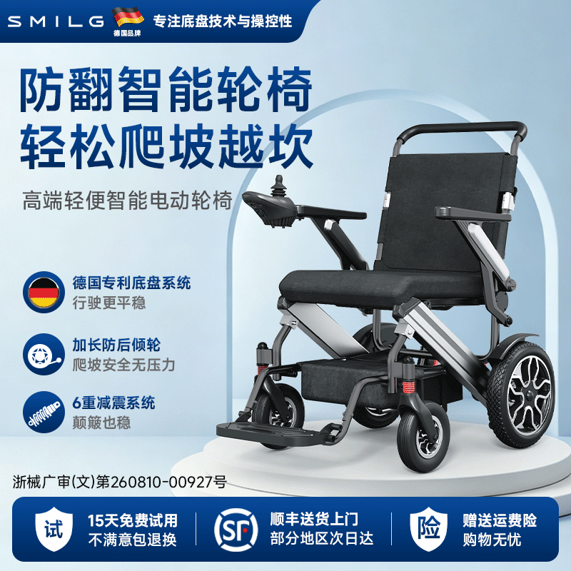 德国斯麦格2026新款电动轮椅车智能全自动折叠轻便老人专用代步车