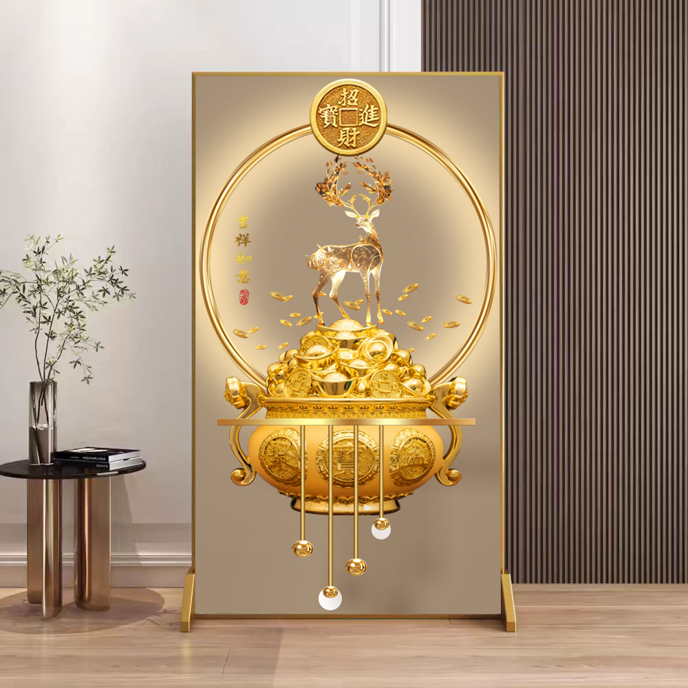 新中式轻奢高级感3D立体浮雕屏风