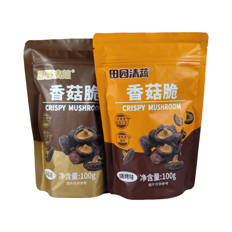 田园清蔬香菇脆即食蘑菇干烧烤味海盐味脱水果蔬脆休闲小零食100g